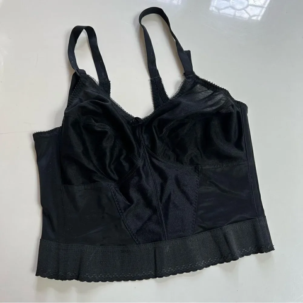 Vintage 1980s Sexy Black Bustier Corset Girdle Bralette 36C
